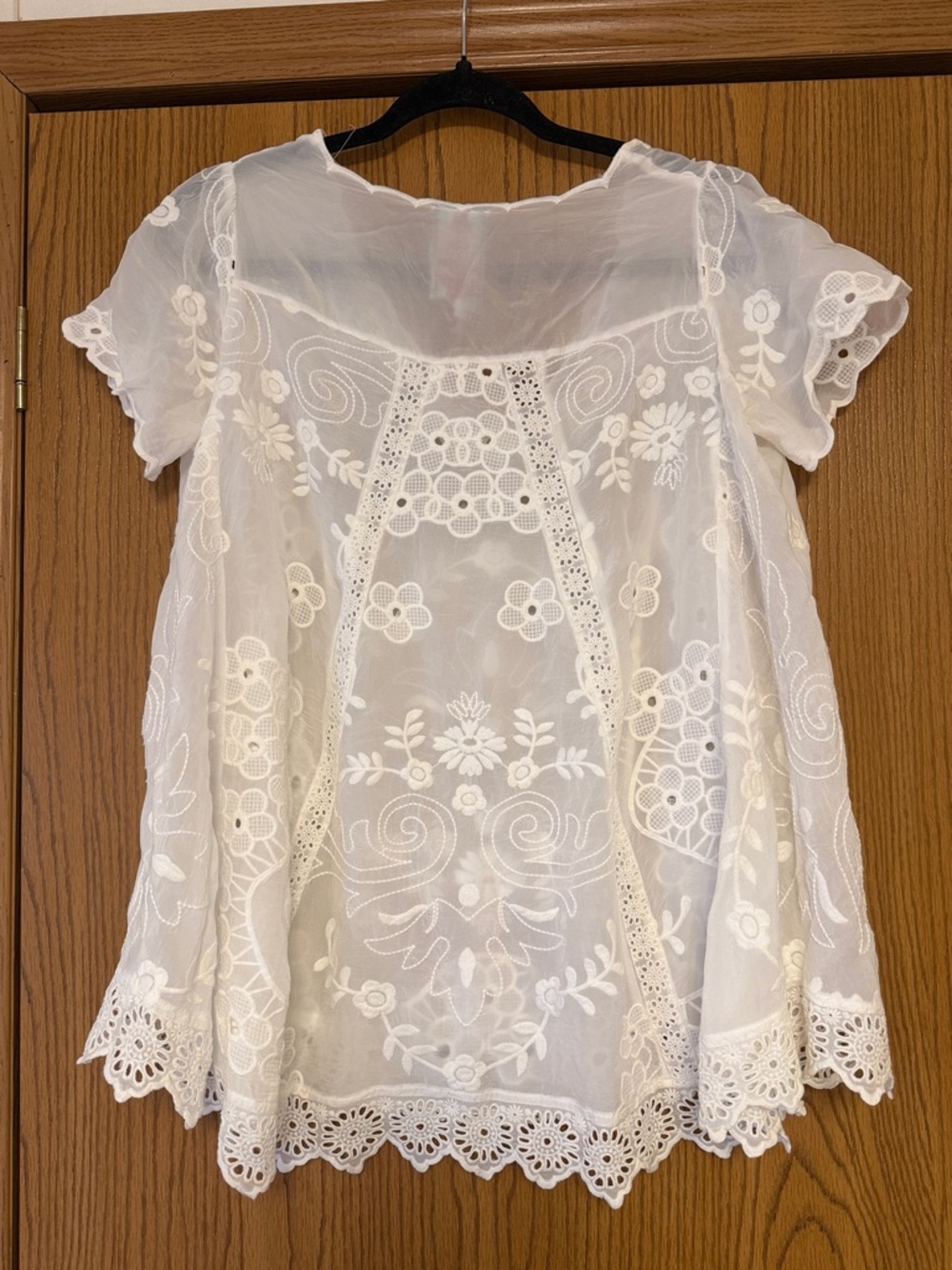 Johnny Was White Embroidered Cotton Peasant Blouse - Picture 6 of 6